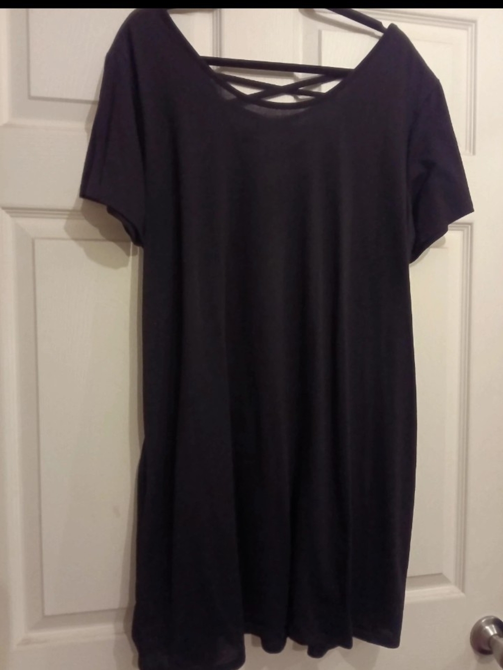 Bobbie Brooks Black Short Sleeve Mini Dress with Crisscross Back